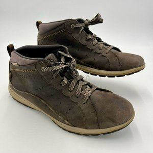 Columbia Mens Hiking Shoes Brown Beige YM5290-059 Leather Mid Top Pull Tab 10.5M
